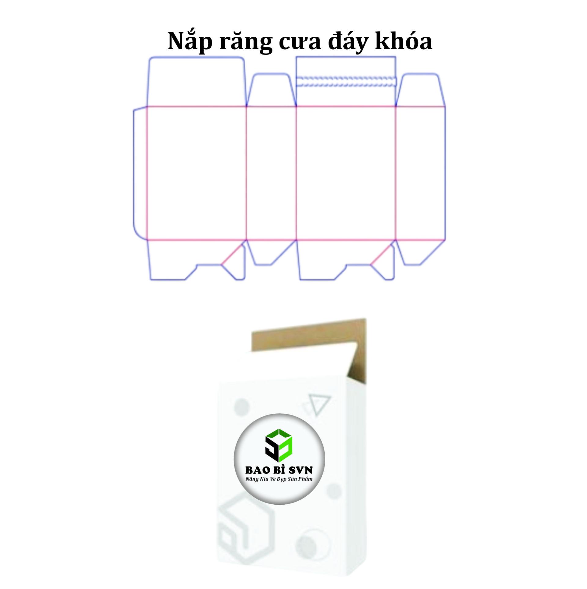 Hộp giấy nắp răng cưa, đáy khóa tự động - Bao Bì SVN